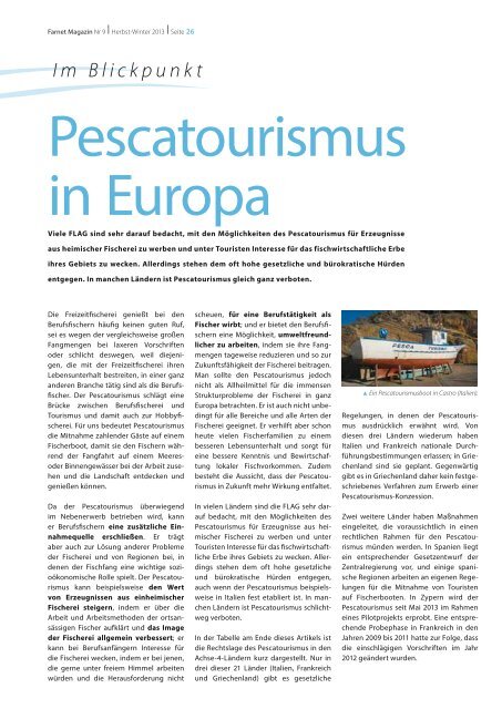 Verflechtung von Fischwirtschaft und Tourismus - Europa