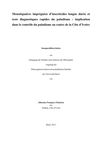 Moustiquaires imprÃ©gnÃ©es d'insecticides longue durÃ©e et ... - edoc