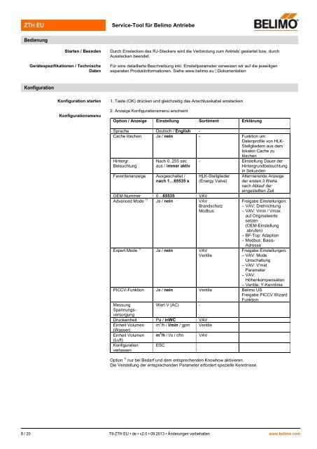 Produktinformation ZTH EU - Belimo