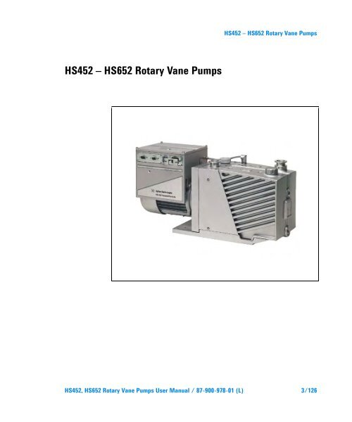 HS452, HS652 Rotary Vane Pumps - Agilent Technologies