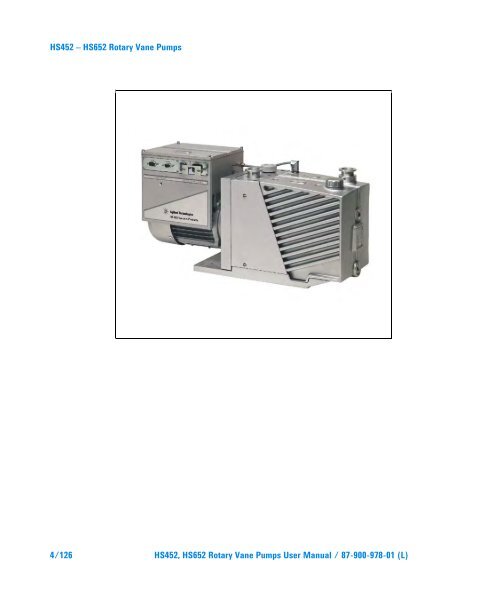 HS452, HS652 Rotary Vane Pumps - Agilent Technologies
