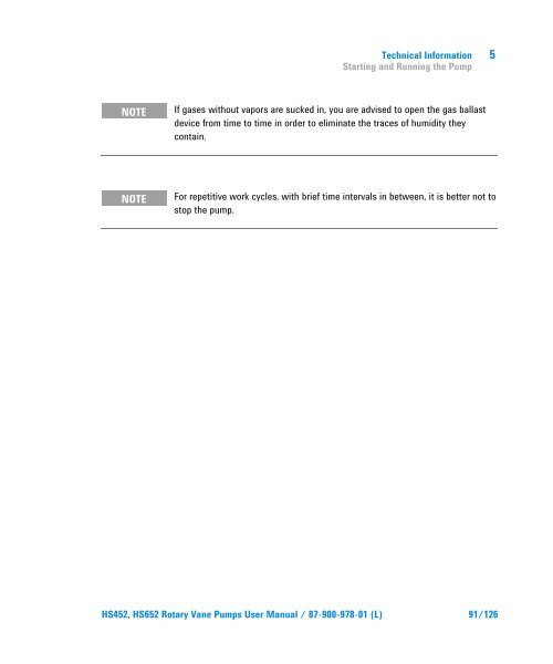 HS452, HS652 Rotary Vane Pumps - Agilent Technologies