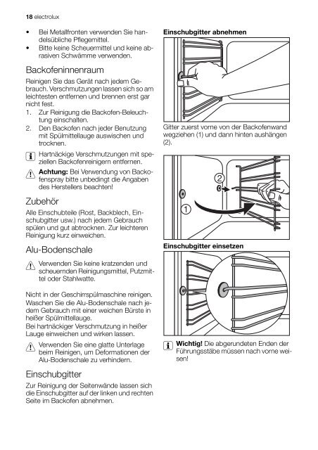 Gebrauchsanweisung Electrolux Einbau Backofen ... - Elektroshop24