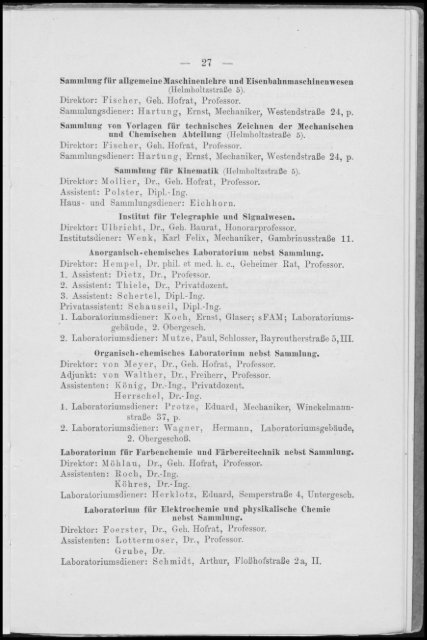 Personalverzeichnis Sommersemester 1910