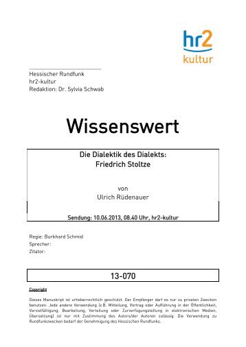 Manuskript - Hessischer Rundfunk