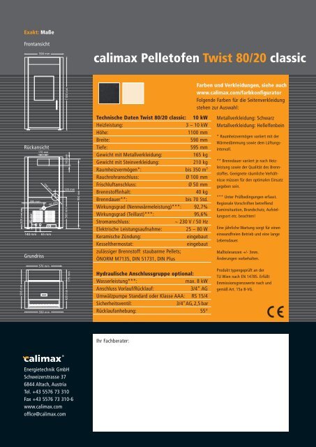 calimax Pelletofen Twist 80/20 classic