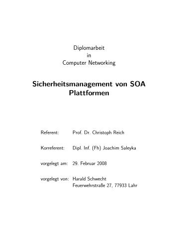 Sicherheitsmanagement von SOA Plattformen - Hochschule ...