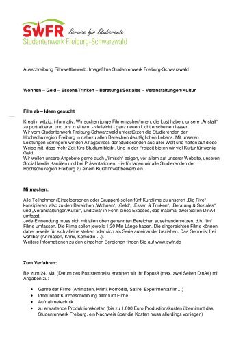 Ausschreibung Filmwettbewerb: Imagefilme Studentenwerk Freiburg ...