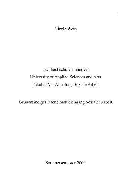 Nicole Weiß Fachhochschule Hannover University of Applied ...