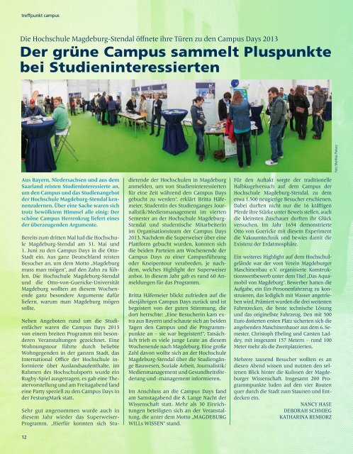 Magdeburg will's wissen Der grüne Campus sammelt Pluspunkte ...