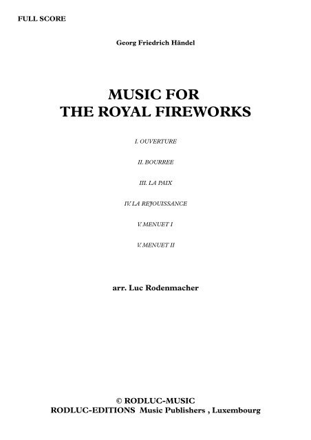 MUSIC FOR THE ROYALl FIREWORKS