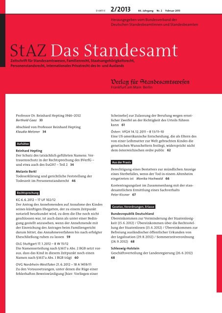 2/2013 - Verlag für Standesamtswesen