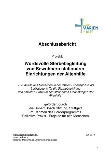 RBS Abschlussbericht Palliative Praxis (PDF) - Robert Bosch Stiftung