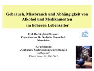 Gebrauch, Missbrauch und Abhängigkeit von Alkohol und