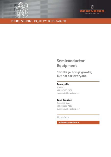 Semiconductor Equipment - Berenberg Bank