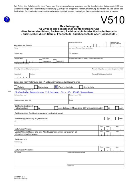 Formular V510 - Hochschule Regensburg