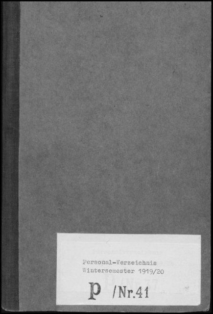 Personalverzeichnis Wintersemester 1919/20