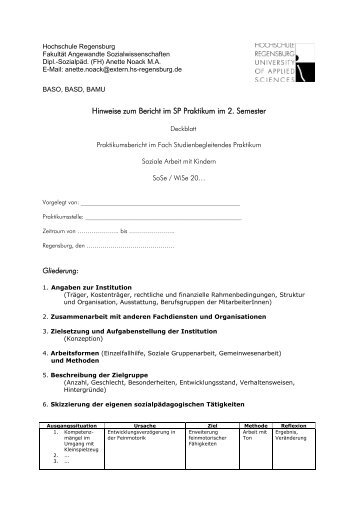 Studienbegleitendes Praktikum/SP Bericht Soziale Arbeit mit ...