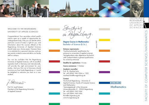 Bachelor Mathematics - Hochschule Regensburg