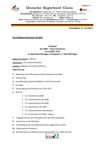 Protokoll der Classic-Konferenz (Praesidium_Info_03_2013 ... - DKBC