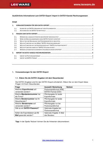 Ausführliche Informationen zum DATEV-Export - Lexware Online ...