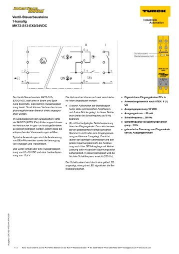 Ventil-Steuerbausteine 1-kanalig MK72-S13-EX0/24VDC