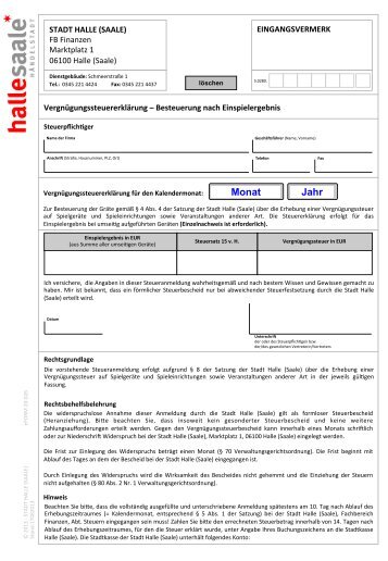 Besteuerung nach Einspielergebnis - eFORM 20-026 - Stadt Halle ...