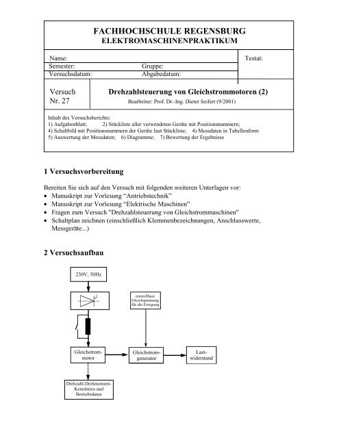 Drehzahlsteuerung der Gleichstrommaschine