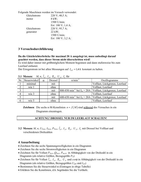 Drehzahlsteuerung der Gleichstrommaschine