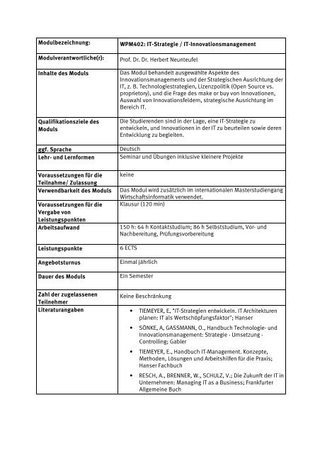 Studienordnung fÃ¼r den - Hochschule Wismar