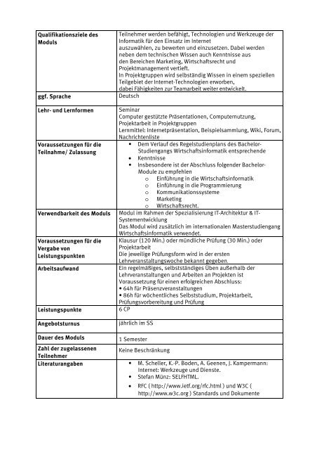 Studienordnung fÃ¼r den - Hochschule Wismar