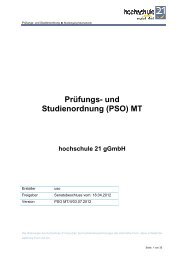 PrÃ¼fungs- und Studienordnung (PSO) MT - Hochschule 21