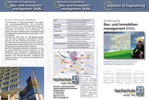 Bau- und Immobilienmanagement DUAL - Hochschule 21