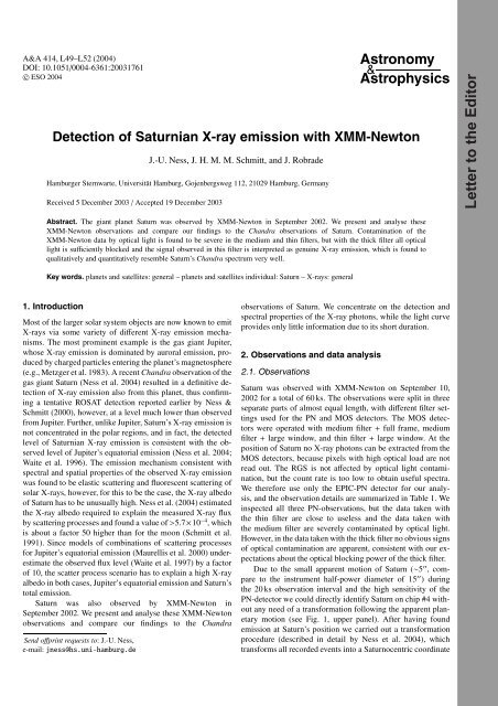 pdf version - Hamburger Sternwarte - UniversitÃ¤t Hamburg