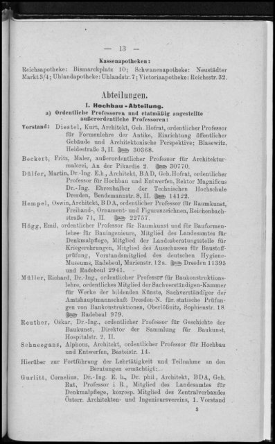 Personalverzeichnis Wintersemester 1920/21