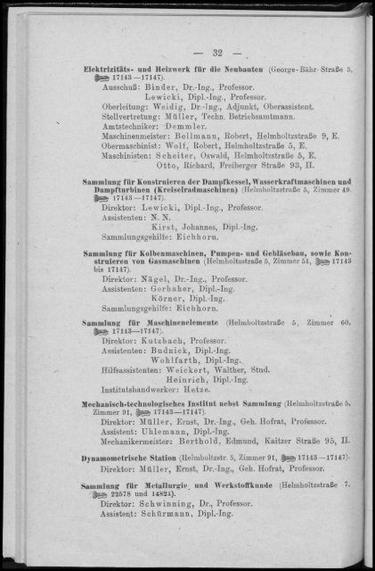 Personalverzeichnis Wintersemester 1920/21