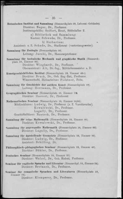Personalverzeichnis Wintersemester 1920/21