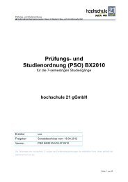 und Studienordnung (PSO BX 2010) - Hochschule 21