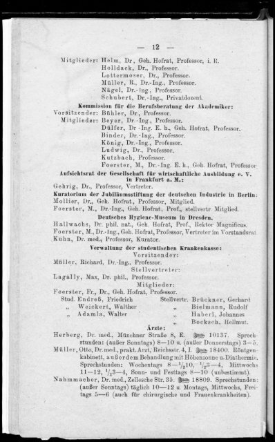 Personalverzeichnis Sommersemester 1921