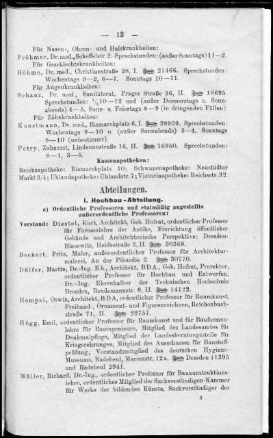 Personalverzeichnis Sommersemester 1921