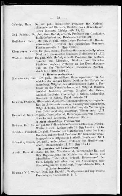 Personalverzeichnis Sommersemester 1921