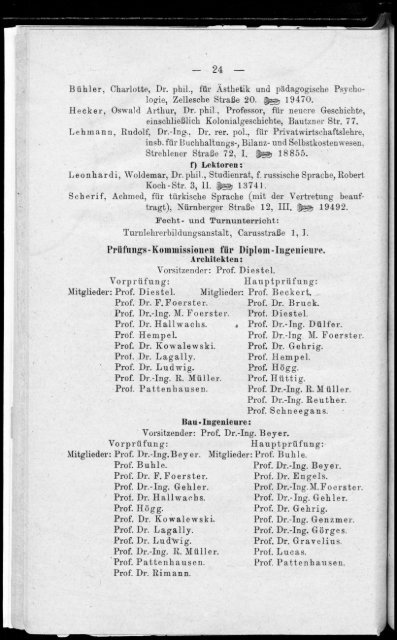 Personalverzeichnis Sommersemester 1921