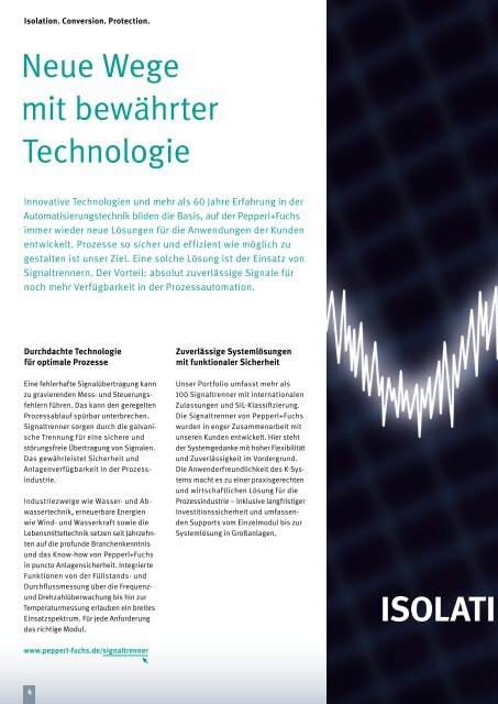 Isolation. Conversion. Protection. Signaltrenner - Pepperl+Fuchs