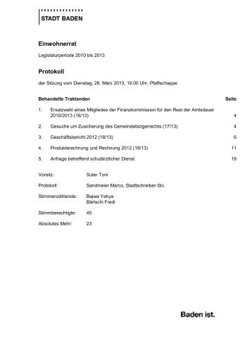 Protokoll [PDF, 362 KB] - Stadt Baden