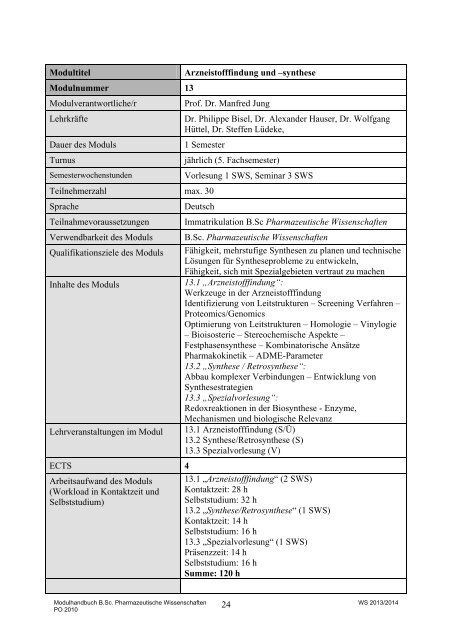 Modulhandbuch - Albert-Ludwigs-Universität Freiburg