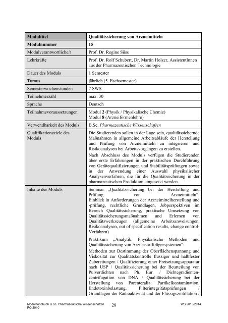 Modulhandbuch - Albert-Ludwigs-Universität Freiburg