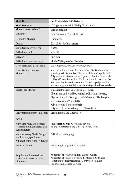 Modulhandbuch - Albert-Ludwigs-Universität Freiburg