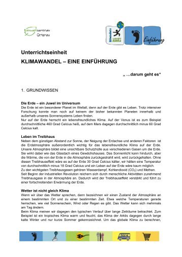 Unterrichtseinheit „KLIMAWANDEL – EINE EINFÜHRUNG“ - BUND