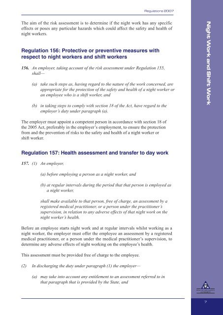 Chapter 3 of Part 6: Night Work and Shift Work - Health and Safety ...