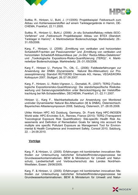 Ulrike Hintzen: Veröffentlichungen (Stand 01/2013) Artikel ... - HPC AG